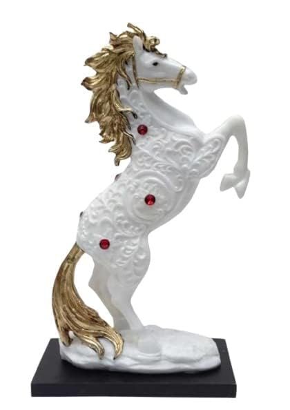 Jumping White Horse Polyresin Showpiece, 13.5 x 7 x 4 cm, 1.2 kg