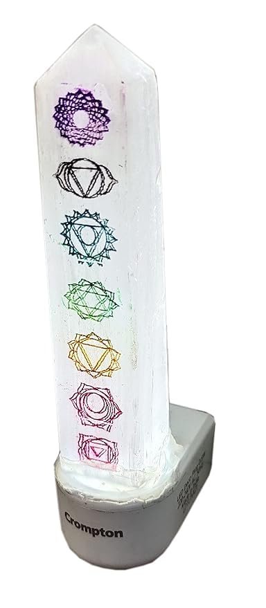 Natural 7 Chakra Selenite Crystal Lamp 4" inch