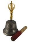 Feng Shui Spiritual Brass OM Bell/Buddhist Meditation Bell - 8.5x4.5 inches with Wooden Stick