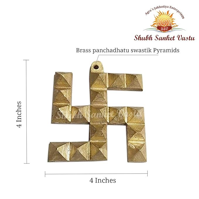 Brass panchadhatu swastik Pyramids 4 inch 332 gm ( big pyramid )