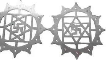 Alluminium Swastik Plate with Lotus Flower 6 Inches (Set of 2)