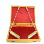 Brass L Dowsing Rod with 2 empty samples and wooden box 10 Inches