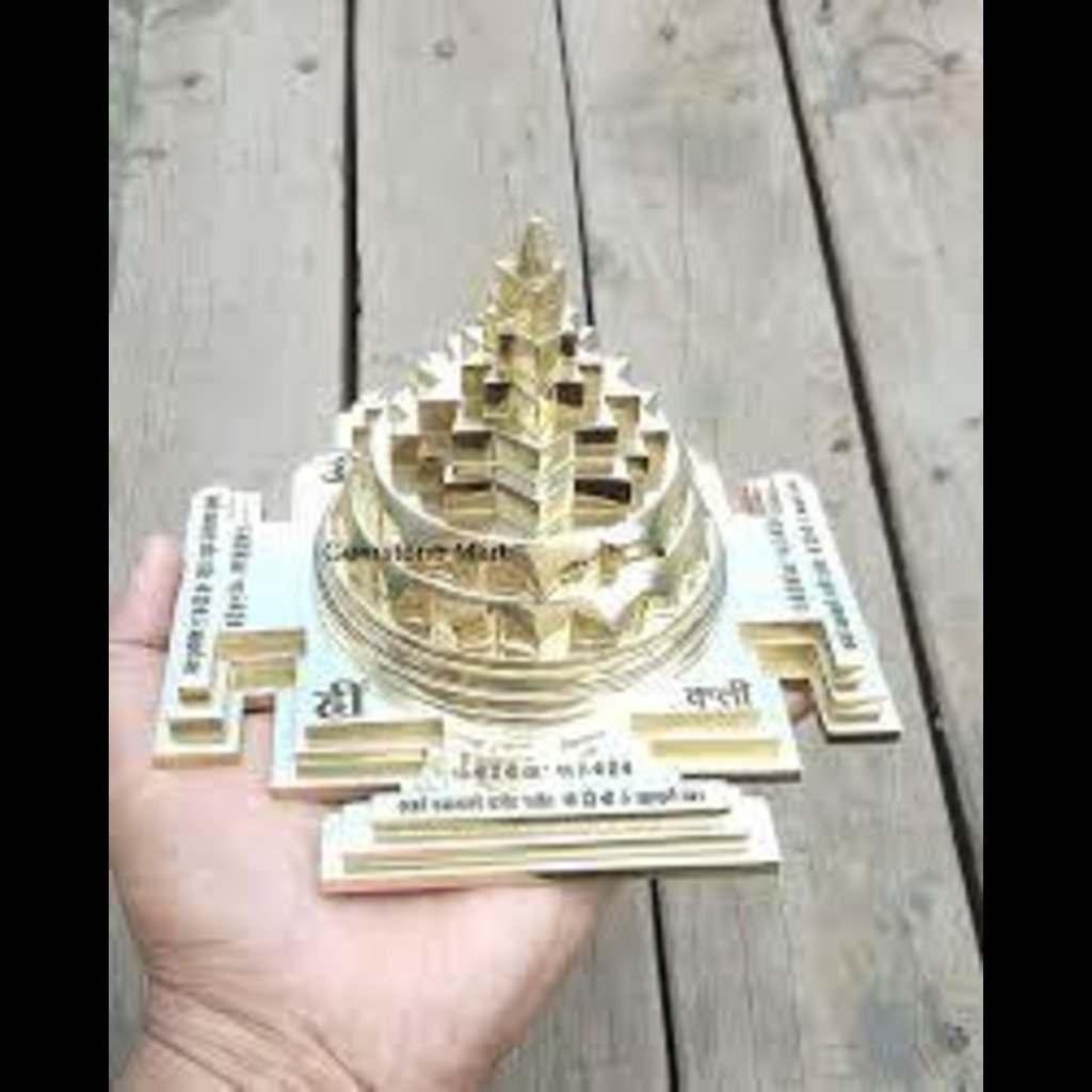 Brass Meru Shree Yantra with written Mantra