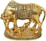 Alluminium Golden Plated Cow and Calf 8*8 Inches