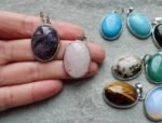 Natural Crystal Oval Pendants