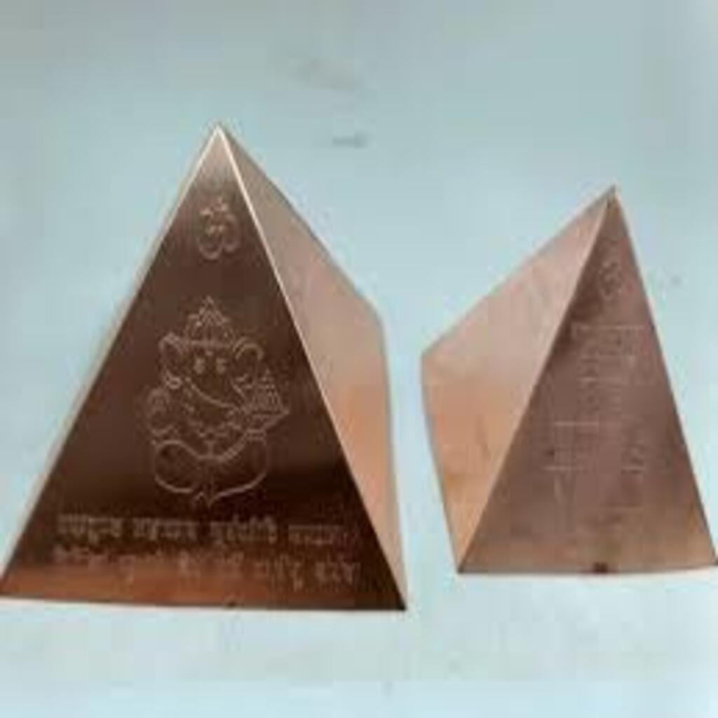 Copper Sheet Pyramid Hollow with Mantra 4"