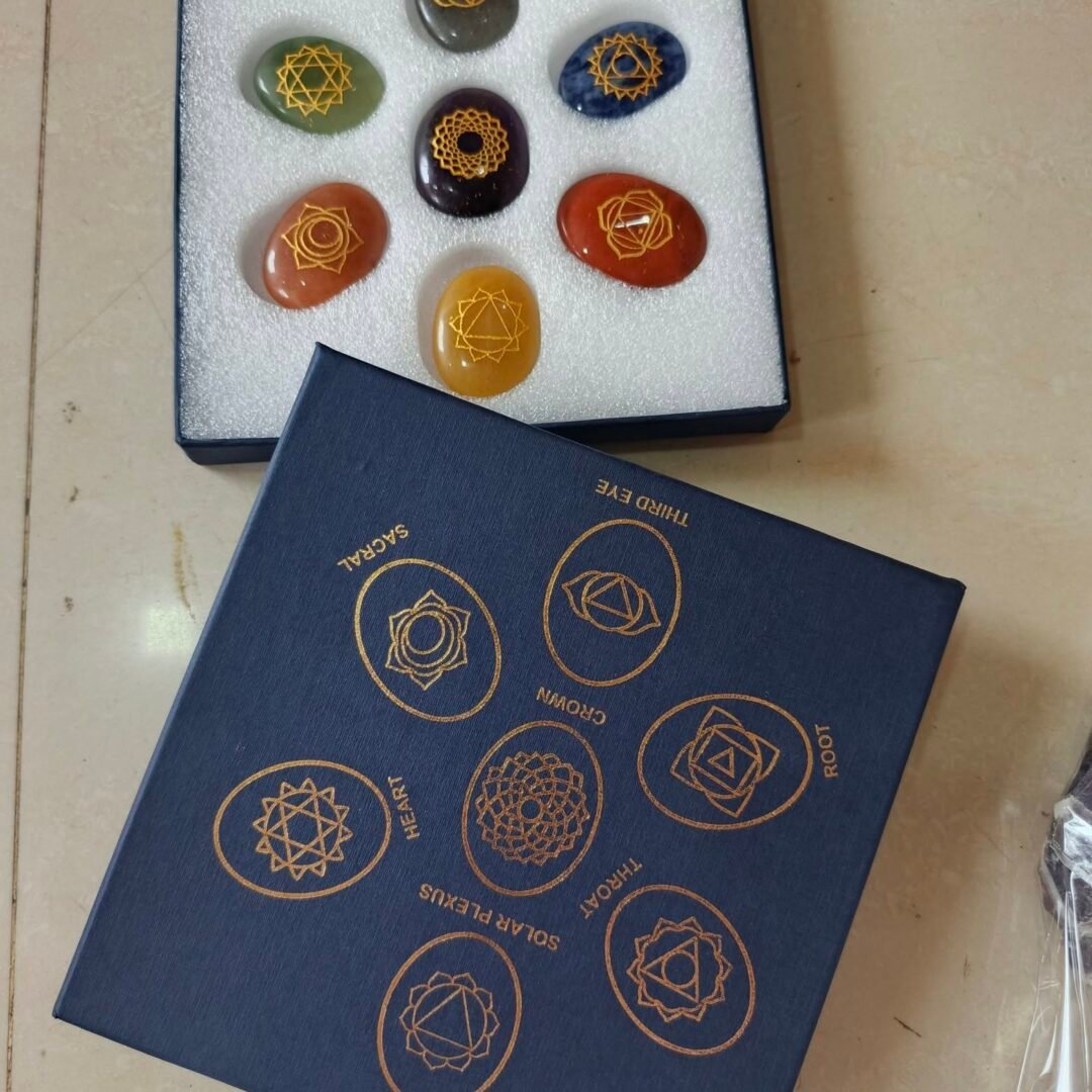 SSV 7 Chakra Reiki Healing Stone Box Set oval shape